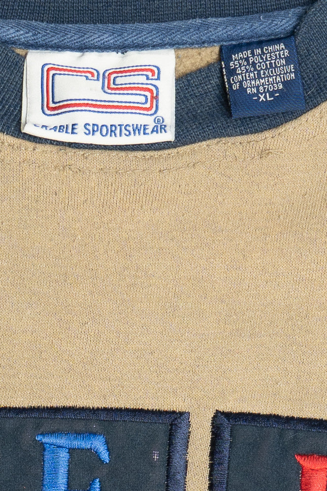 Vintage "NFL Buffalo Bills" Embroidered Color Block Sweatshirt (1990s)