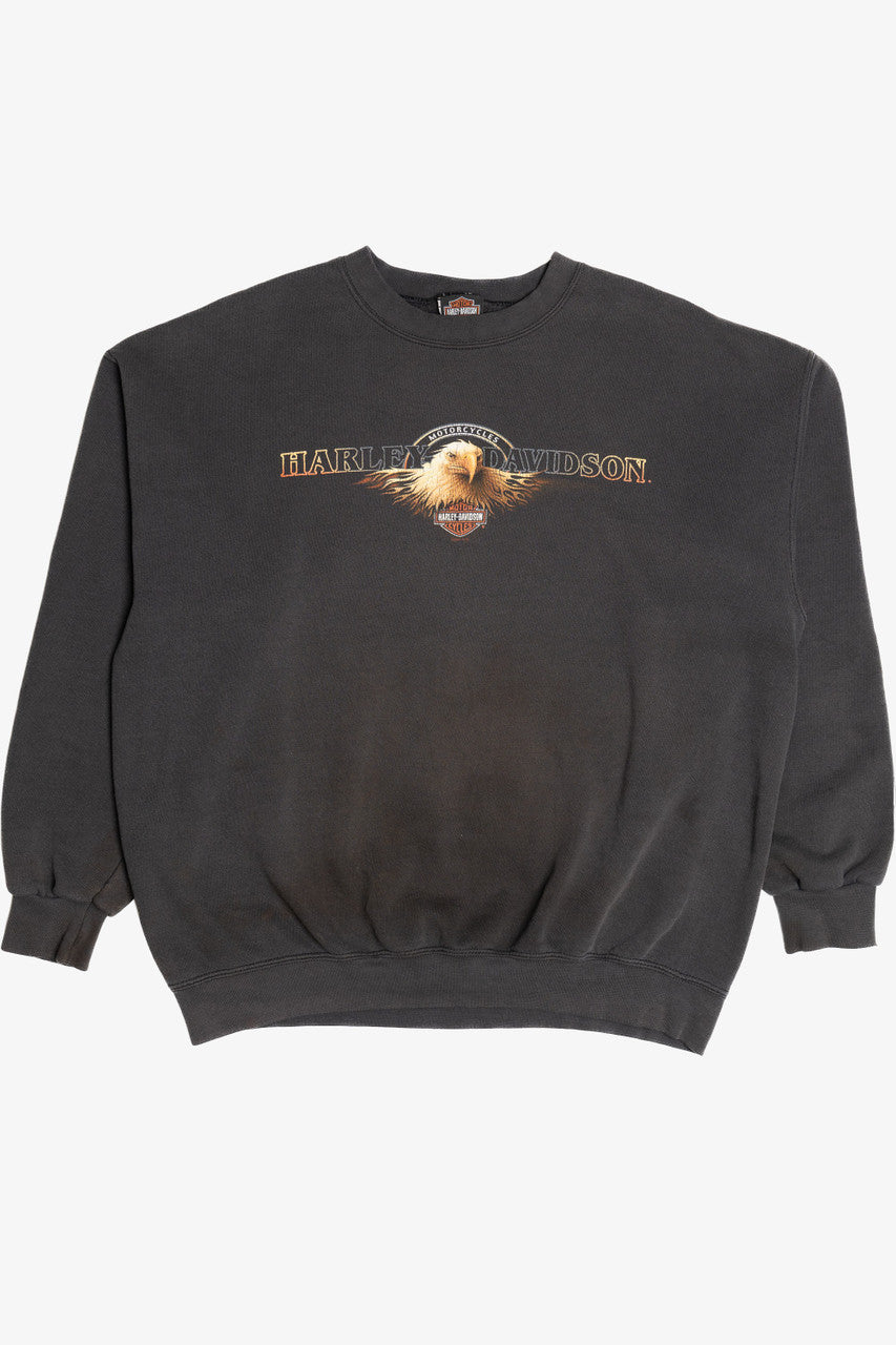 VTG MEDIUM Harley Davidson Sweat Shirt Chrome Eagle Black