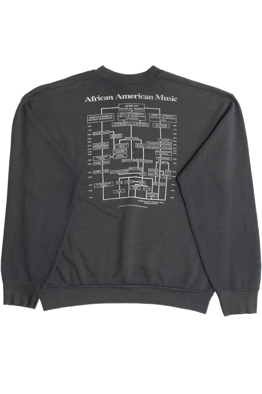 Vintage 1992 "African American Music" Genre Chart Sweatshirt (1990s)