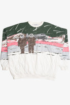 Snowy Wraparound Print Heavyweight Soft Quilted-Lined Sweatshirt (1990s)
