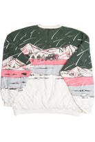 Snowy Wraparound Print Heavyweight Soft Quilted-Lined Sweatshirt (1990s)