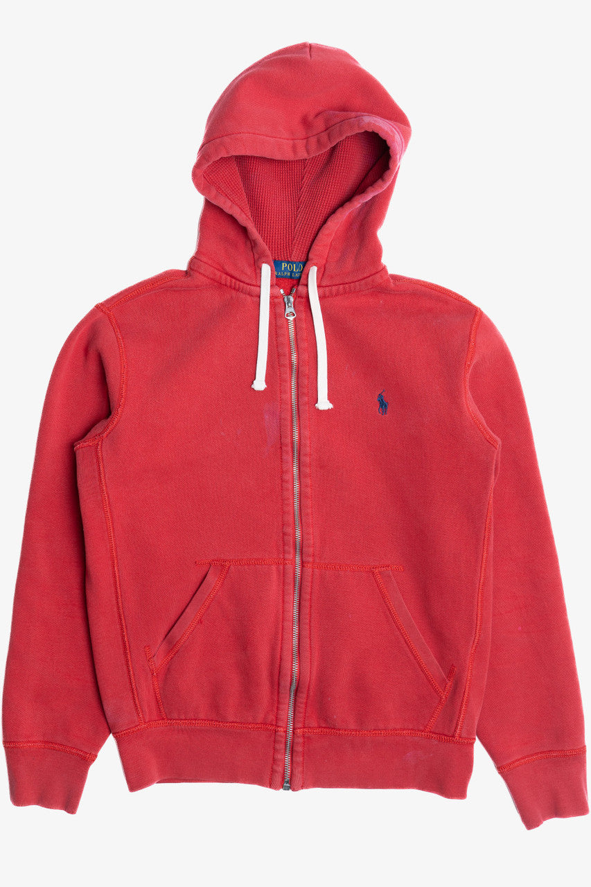 Vintage Distressed Polo By Ralph Lauren Zip-Up Hoodie Sweatshirt (1990s)