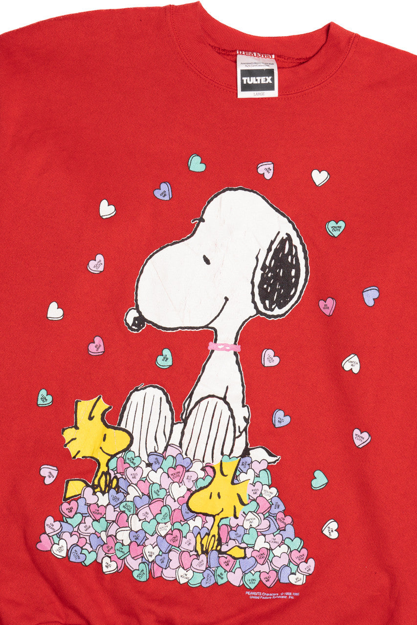 Vintage Valentines Day Candies Snoopy & Woodstock Sweatshirt (1990s)