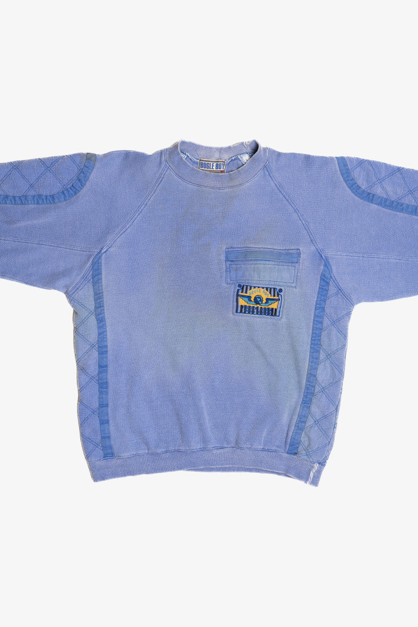 Vintage Distressed Bugle Boy Zipper Pocket Quilted Detail Sweatshirt (1990s)