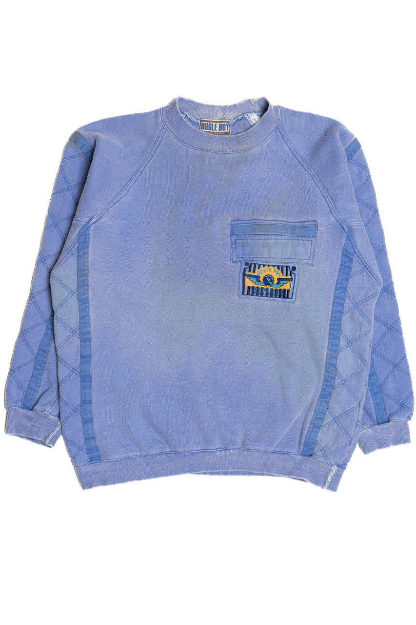 Vintage Distressed Bugle Boy Zipper Pocket Quilted Detail Sweatshirt (1990s)