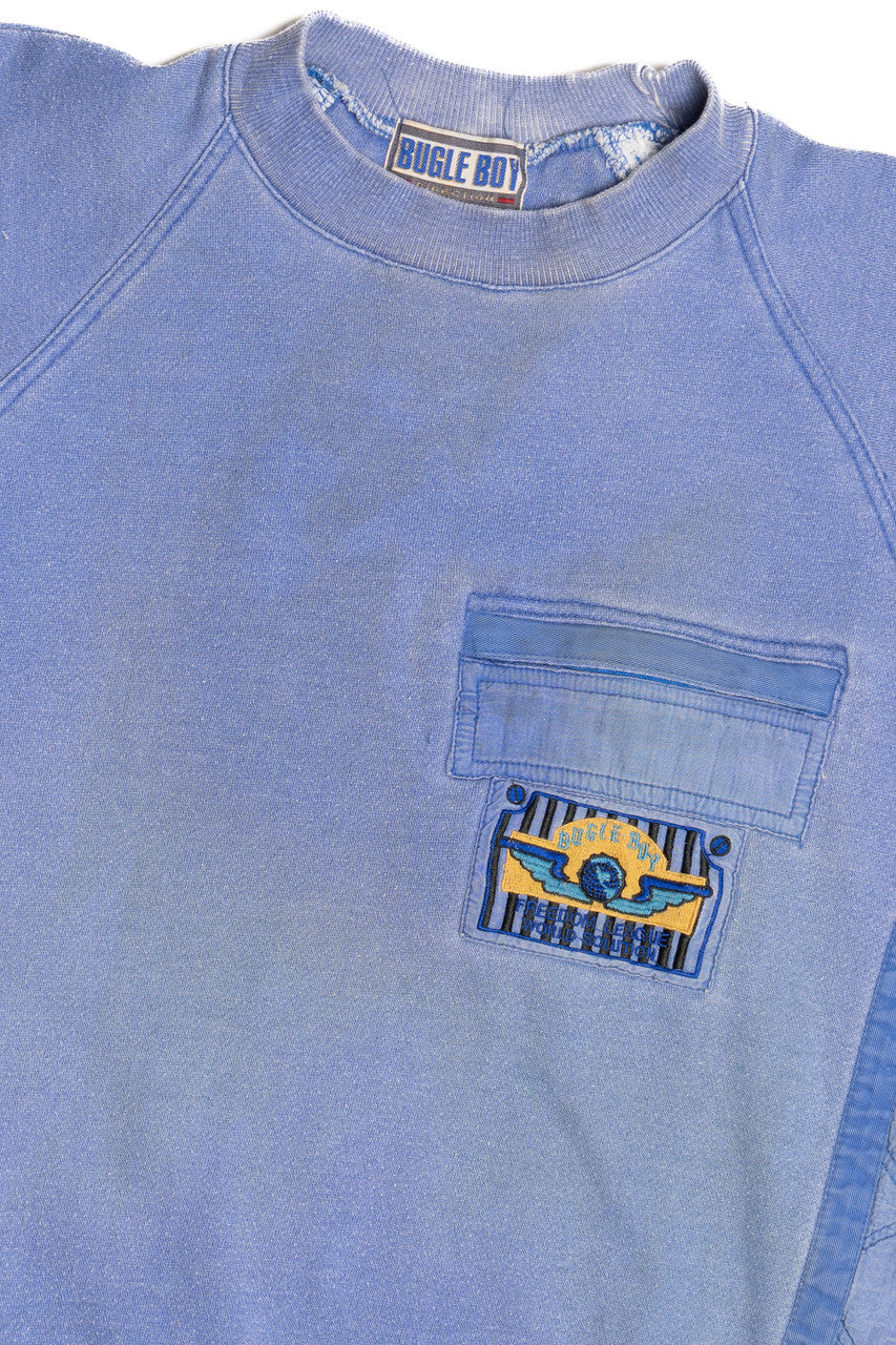 Vintage Distressed Bugle Boy Zipper Pocket Quilted Detail Sweatshirt (1990s)
