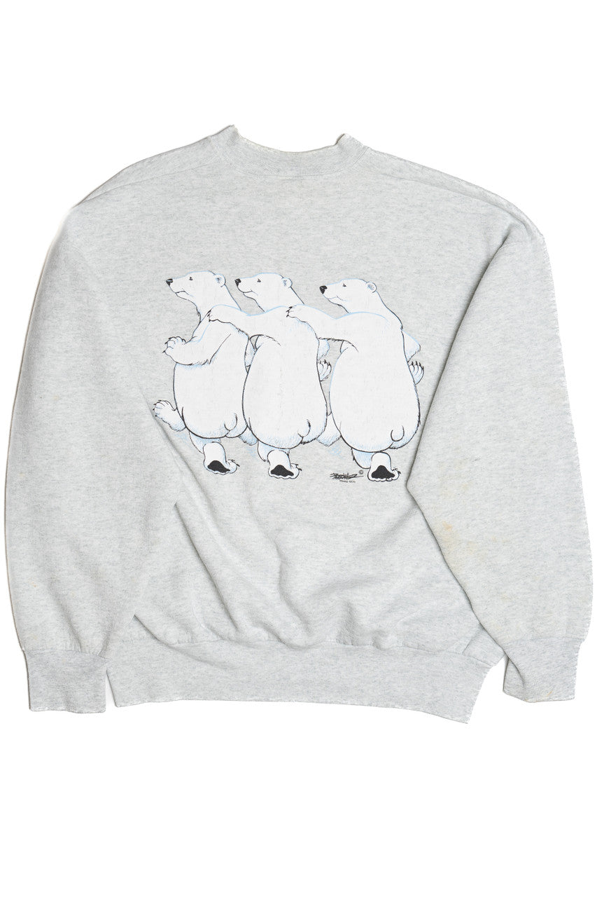 Vintage Distressed Dancing Polar Bears "4 Wing Cold Lake" Sweatshirt (1990s)