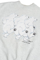Vintage Distressed Dancing Polar Bears "4 Wing Cold Lake" Sweatshirt (1990s)