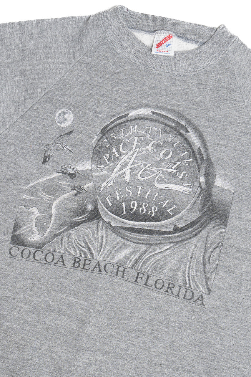 Vintage 1988 Art Festival "Cocoa Beach, Florida" Raglan Sweatshirt (1980s)