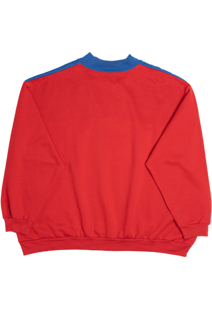 Vintage Color Block Embroidered Folk Art Quarter Zip C.S.T. Sport Sweatshirt (1990s)