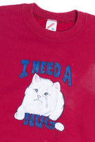 Vintage "I Need A Hug" Hand Painted Cat Sweatshirt (1990s)