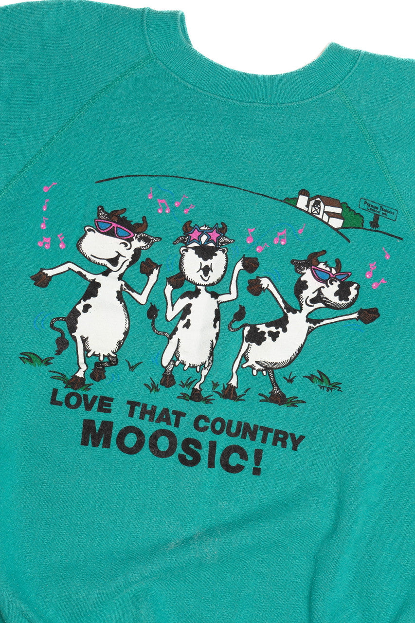 Vintage "Love That Country Music" Dancing Cows Raglan Sweatshirt (1990s) 11