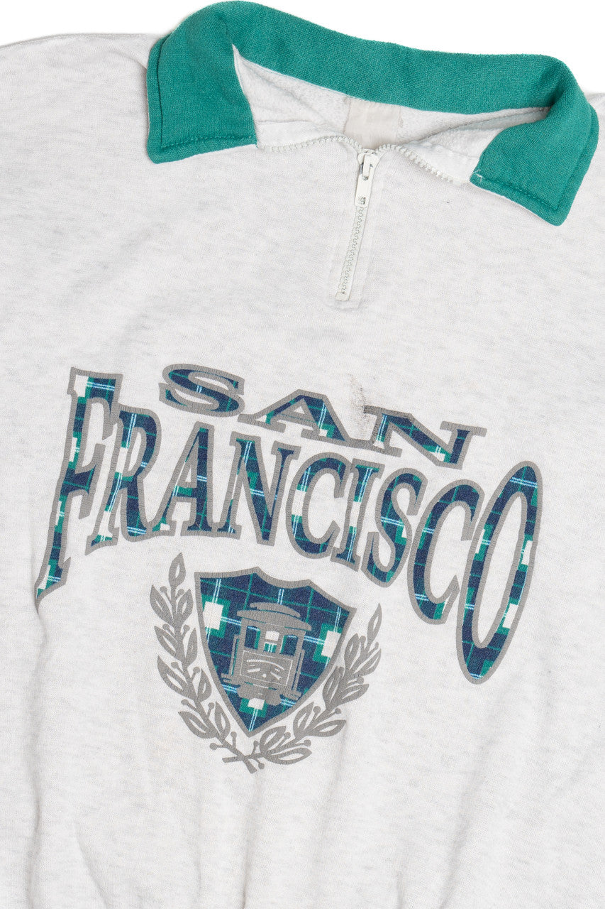 Vintage "San Francisco" Color Block Quarter Zip Sweatshirt