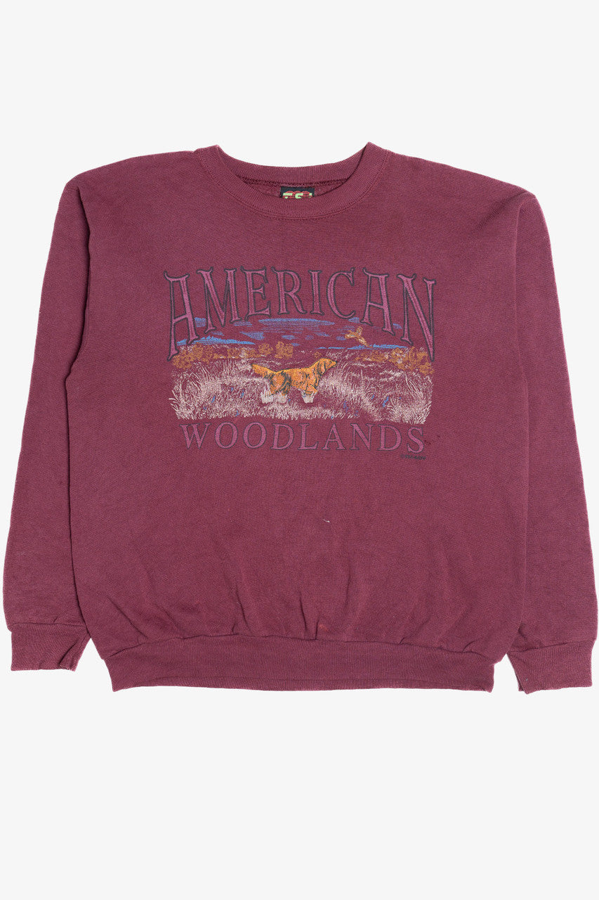 Vintage "American Woodlands" Embroidered Hunting Dog Lightweight Sweatshirt