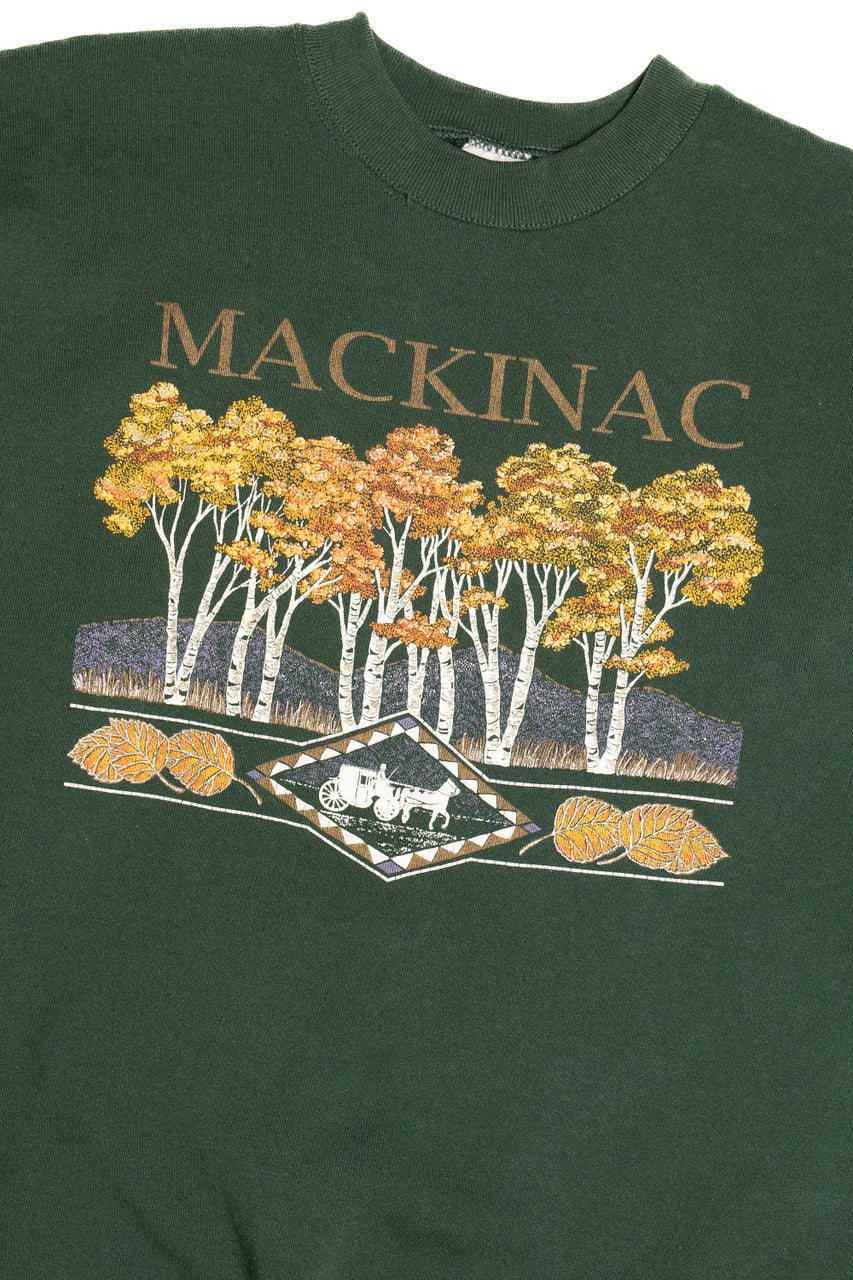 Vintage "Mackinac" Fall Birch Trees Sweatshirt (1990s)