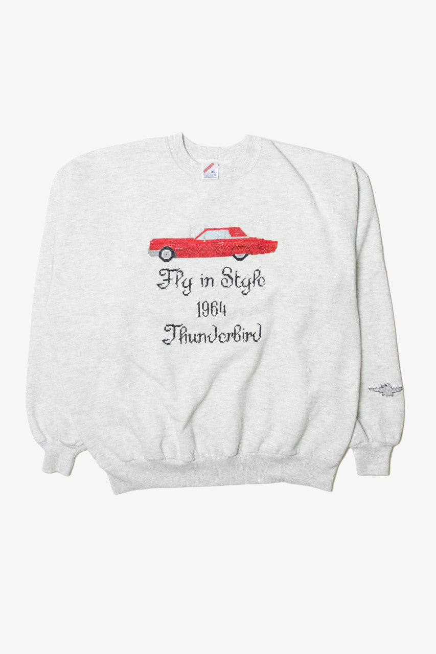 Vintage  Jerzees Embroidered "Fly In Style 1964 Thunderbird" Sweatshirt
