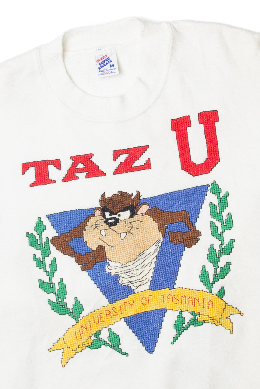 Vintage  Embroidered Looney Tunes "Taz U" Sweatshirt
