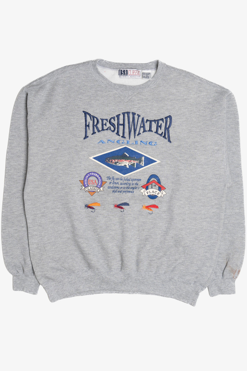 Vintage "Freshwater" Fishing Embroidered Detail Sweatshirt