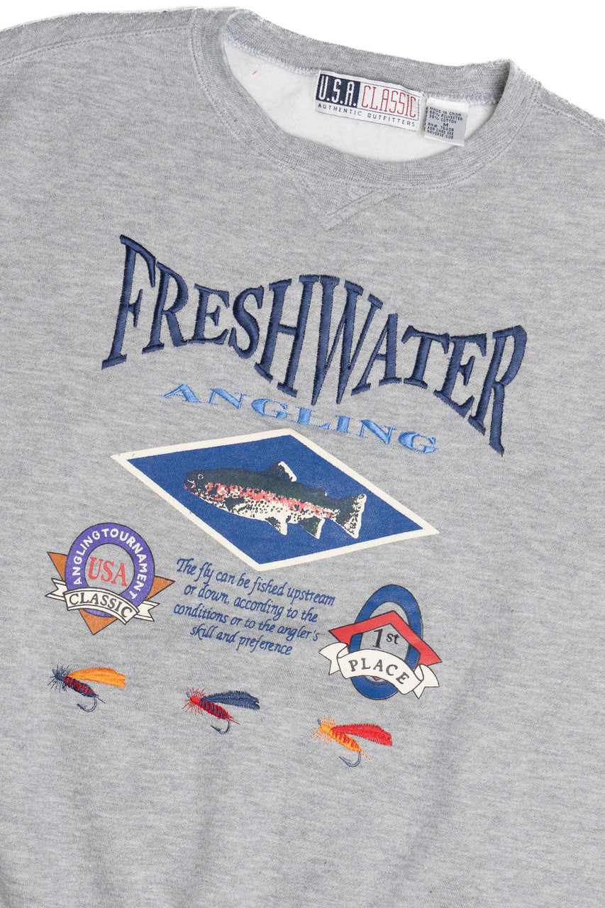 Vintage "Freshwater" Fishing Embroidered Detail Sweatshirt