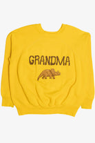 Vintage "Grandma" Dinosaur Hand Embroidered Cross Stitch Raglan Sweatshirt (1980s)