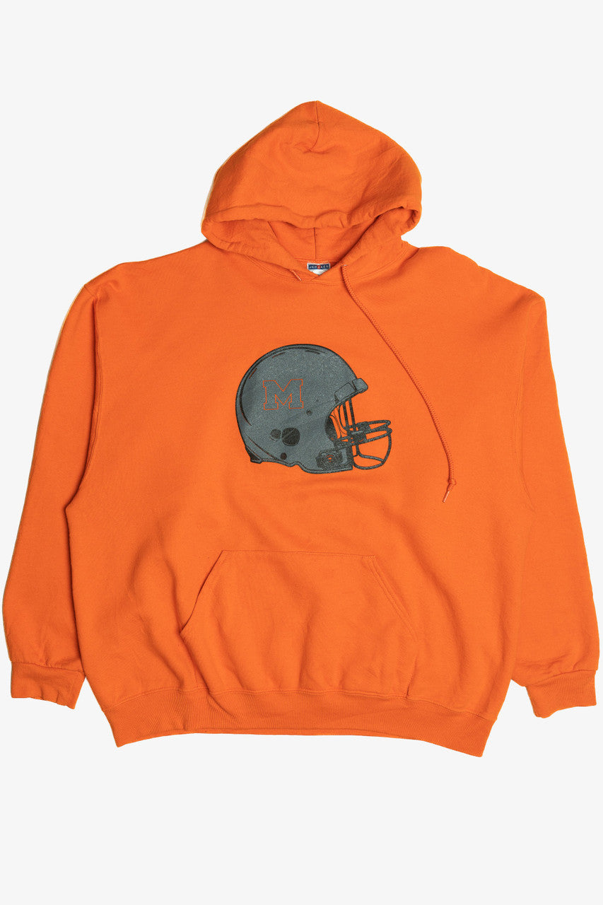 "M" Orange Football Hoodie Sweatshirt