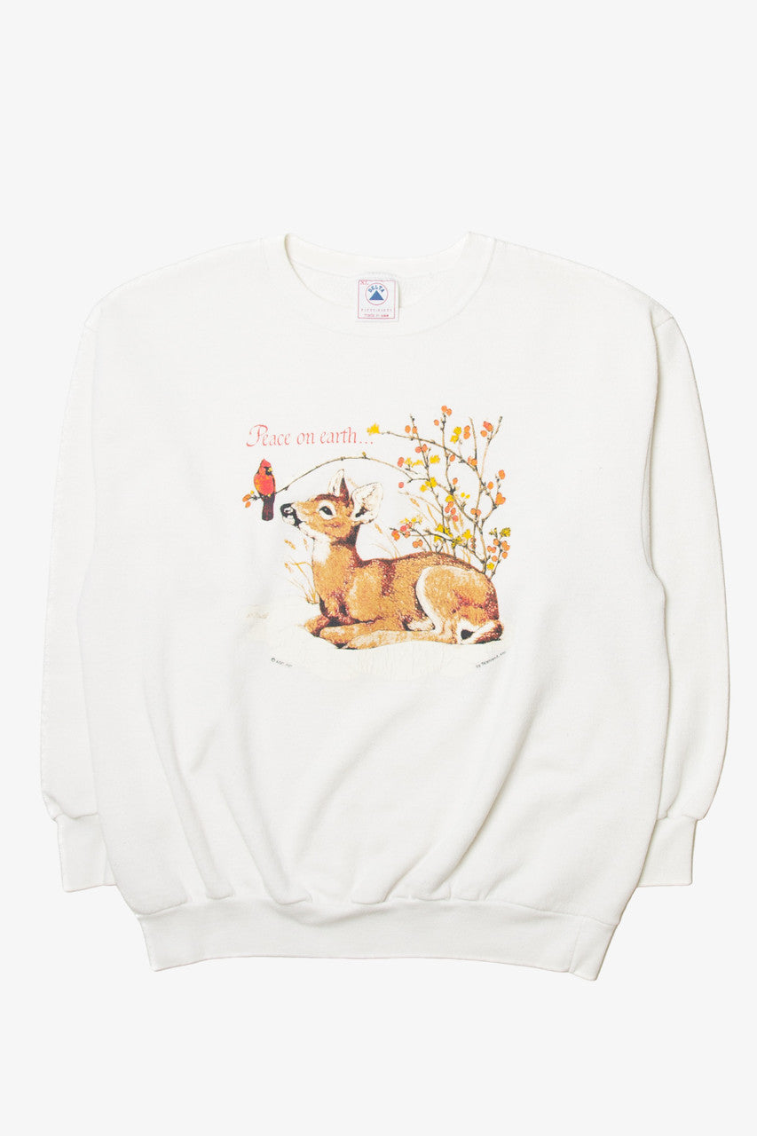 Vintage  Delta "Peace On Earth" Deer And Cardinal Sweatshirt