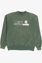 Vintage Distressed MSU Michigan State University Embroidered Sweatshirt (1990s)