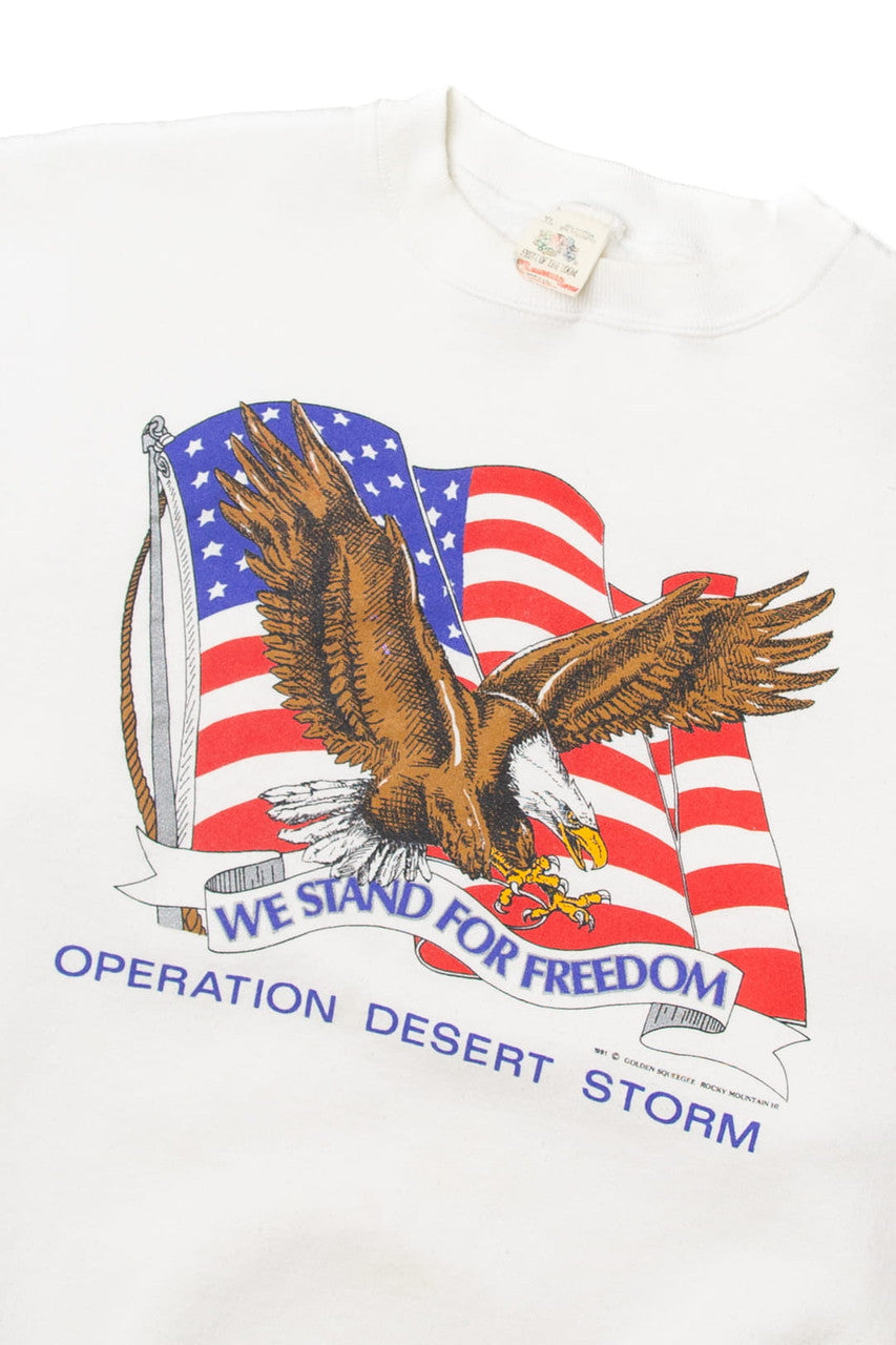 Vintage Fruit of the Loom "We Stand For Freedom" Bald Eagle Sweatshirt (1990s)