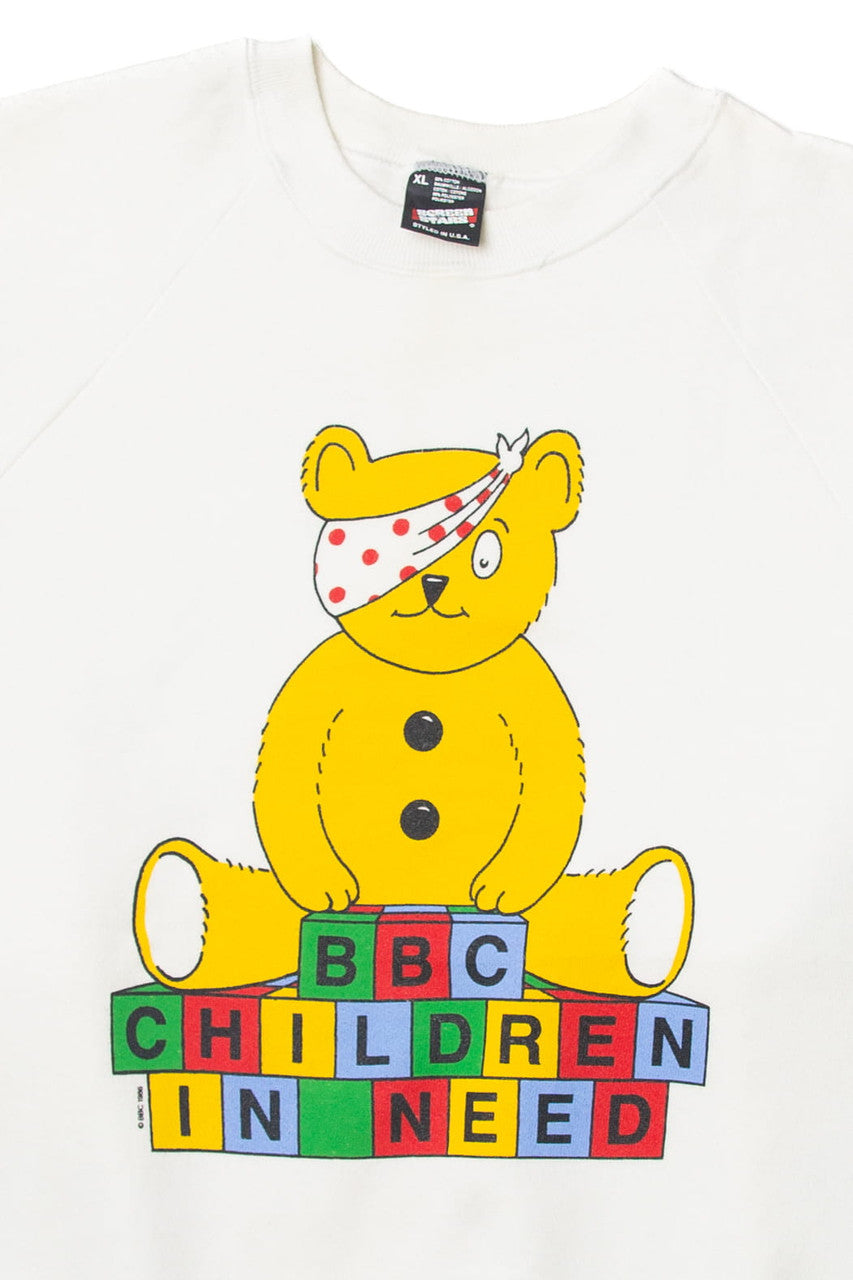 Vintage "BBC Children In Need" Teddy Bear Screen Stars Sweatshirt (1980s)