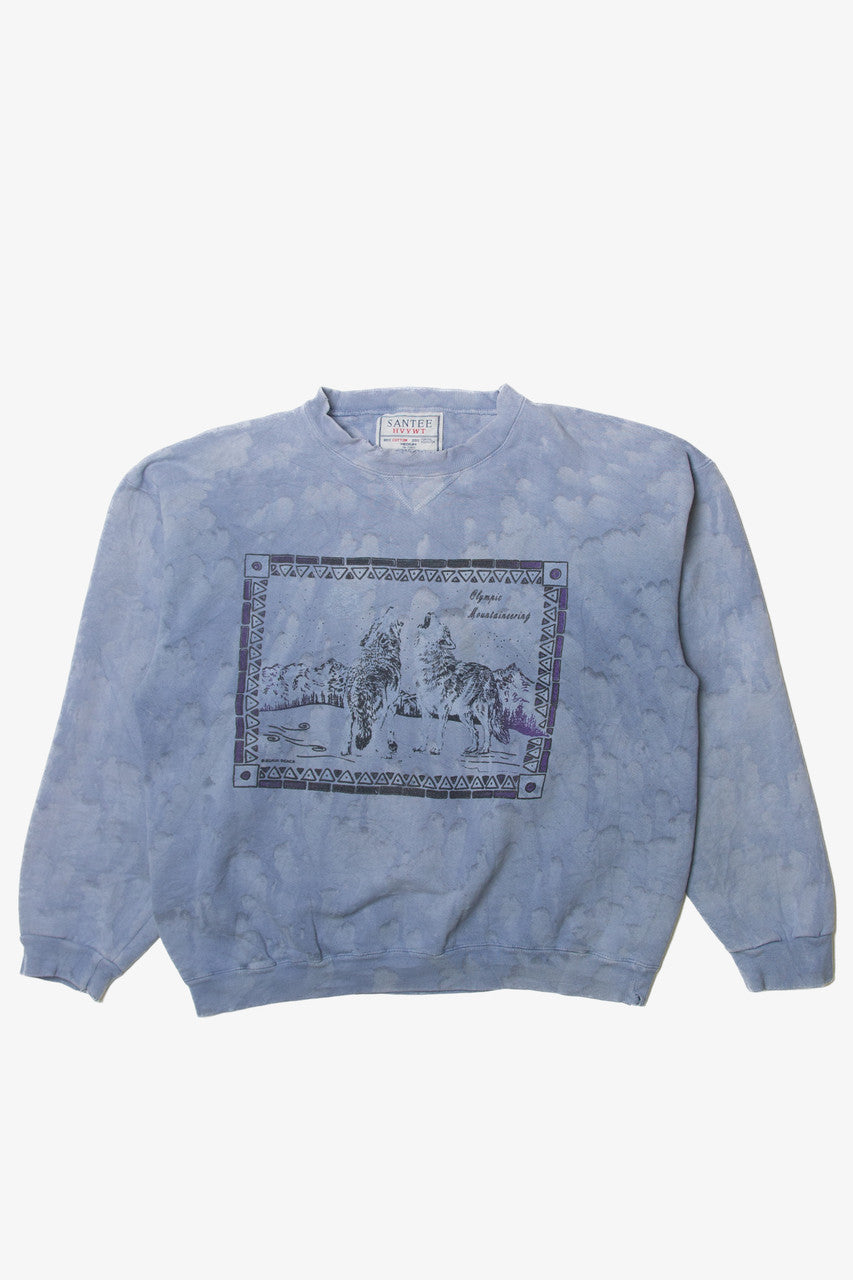 Vintage Wolves Howling "Olympic Mountaineering" Santee Tie Dye Sweatshirt (1990s)