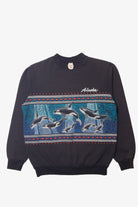 Vintage "Alaska" Killer Whales Wrap Around Illustration Sweatshirt (1990s)