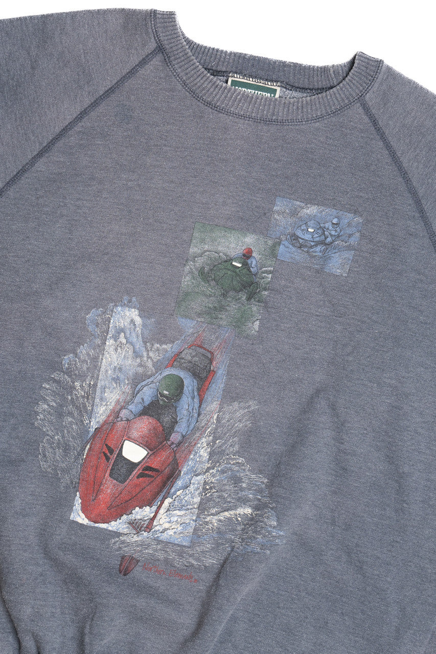 Vintage Snowmobile Northern Elements Raglan Sweatshirt (1990s)
