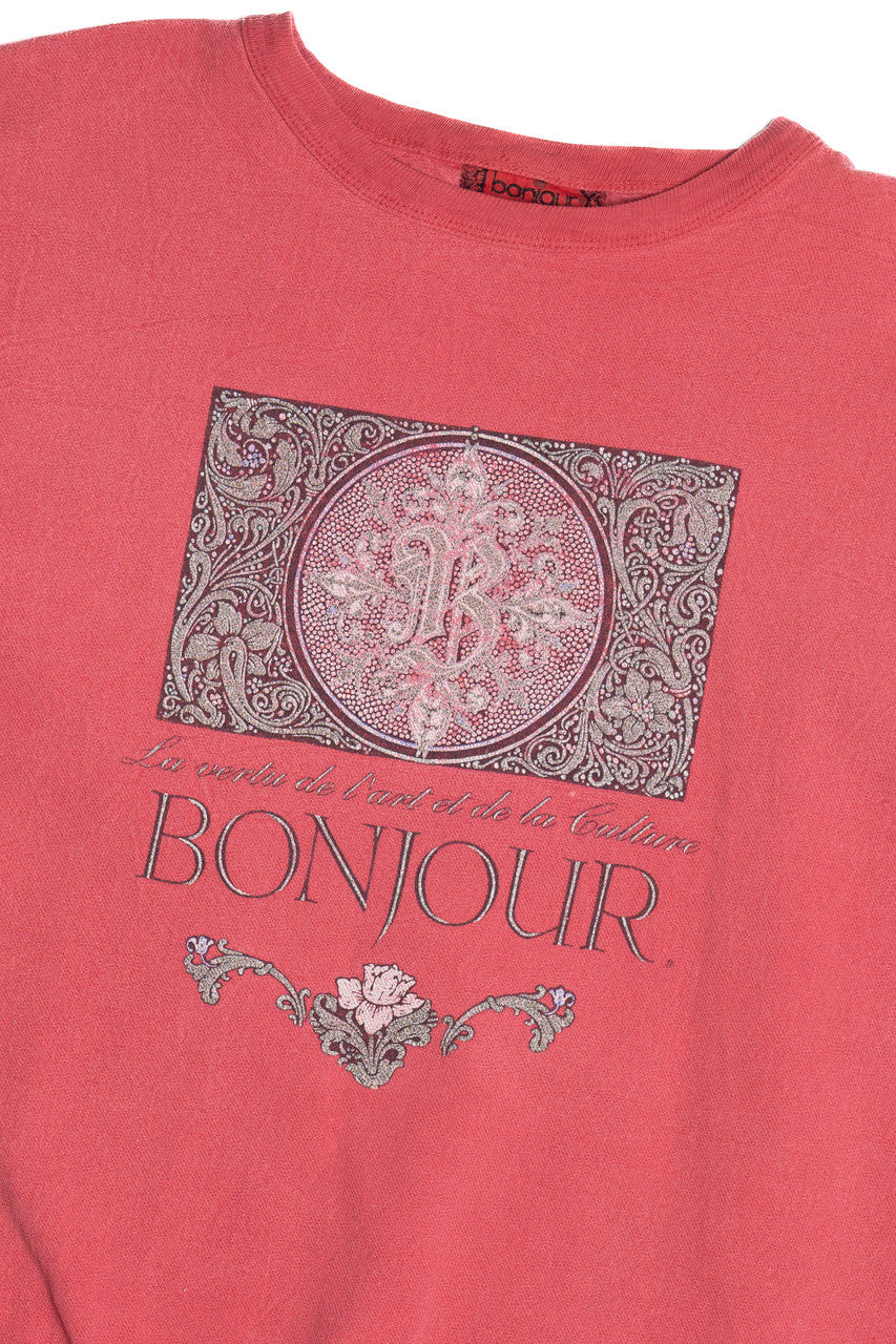 Vintage "Bonjour" Logo Sweatshirt (1990s)