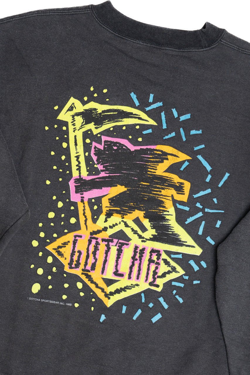 Vintage 1988 "Gotcha" Sportswear Sweatshirt With Front Pockets (1980s)