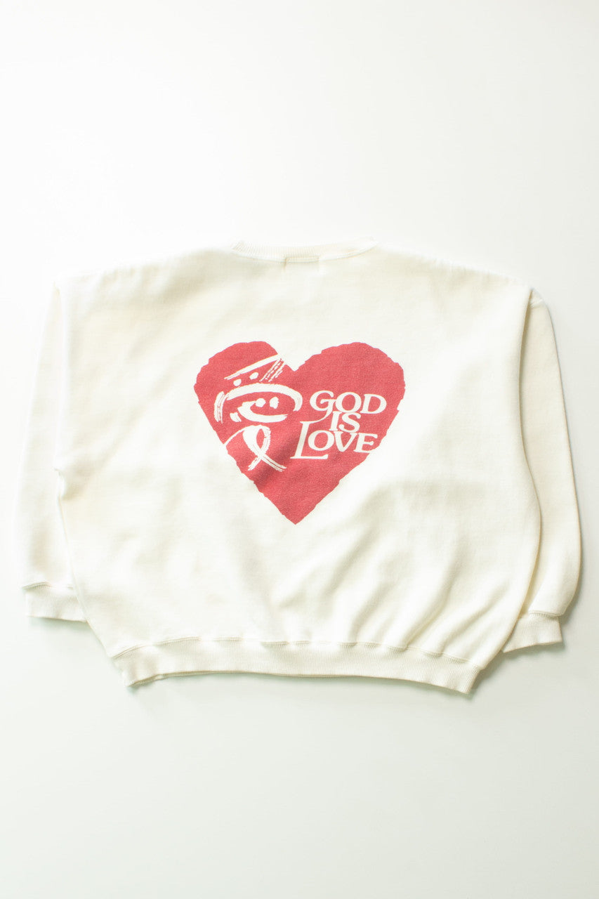 Vintage Japanese "God Is Love" Cropped Sweatshirt (2000s)