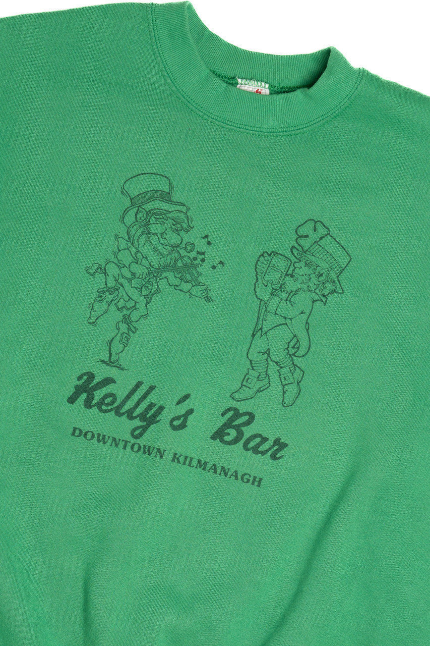 Vintage Kelly's Bar Downtown Kilmanagh Irish Leprechauns Sweatshirt (1990s)