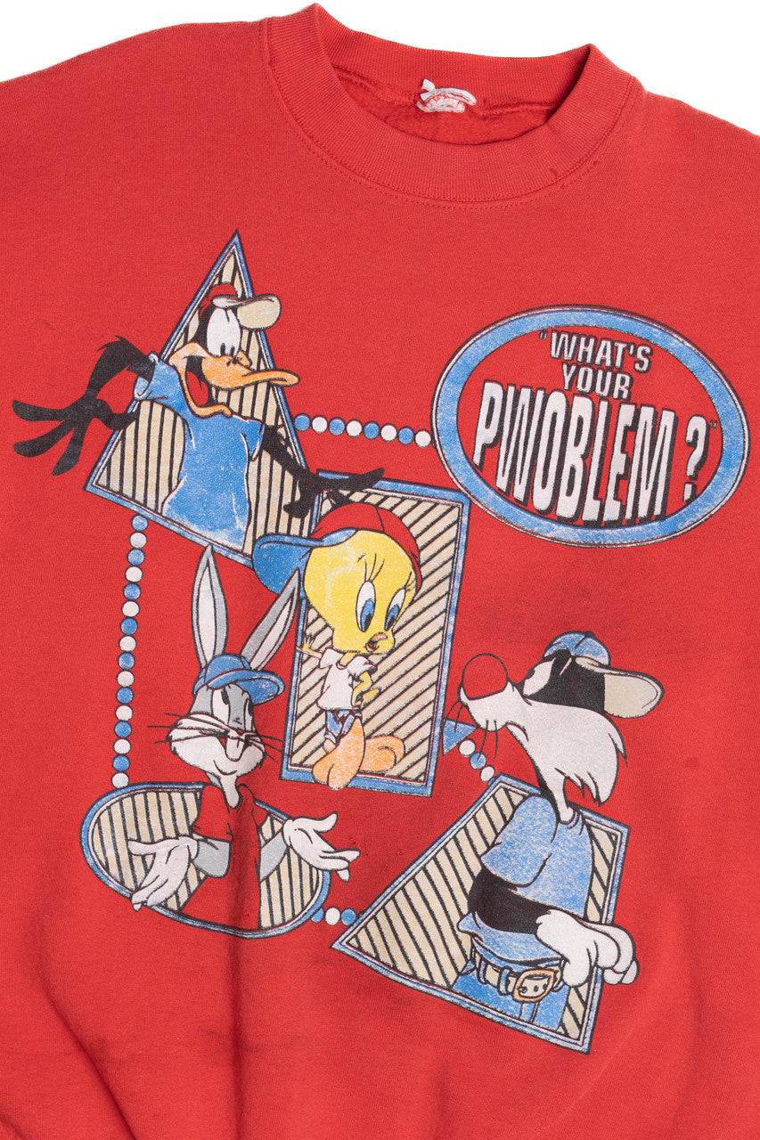Vintage Distressed Looney Tunes "What's Your Pwoblem?" Sweatshirt (1990s)