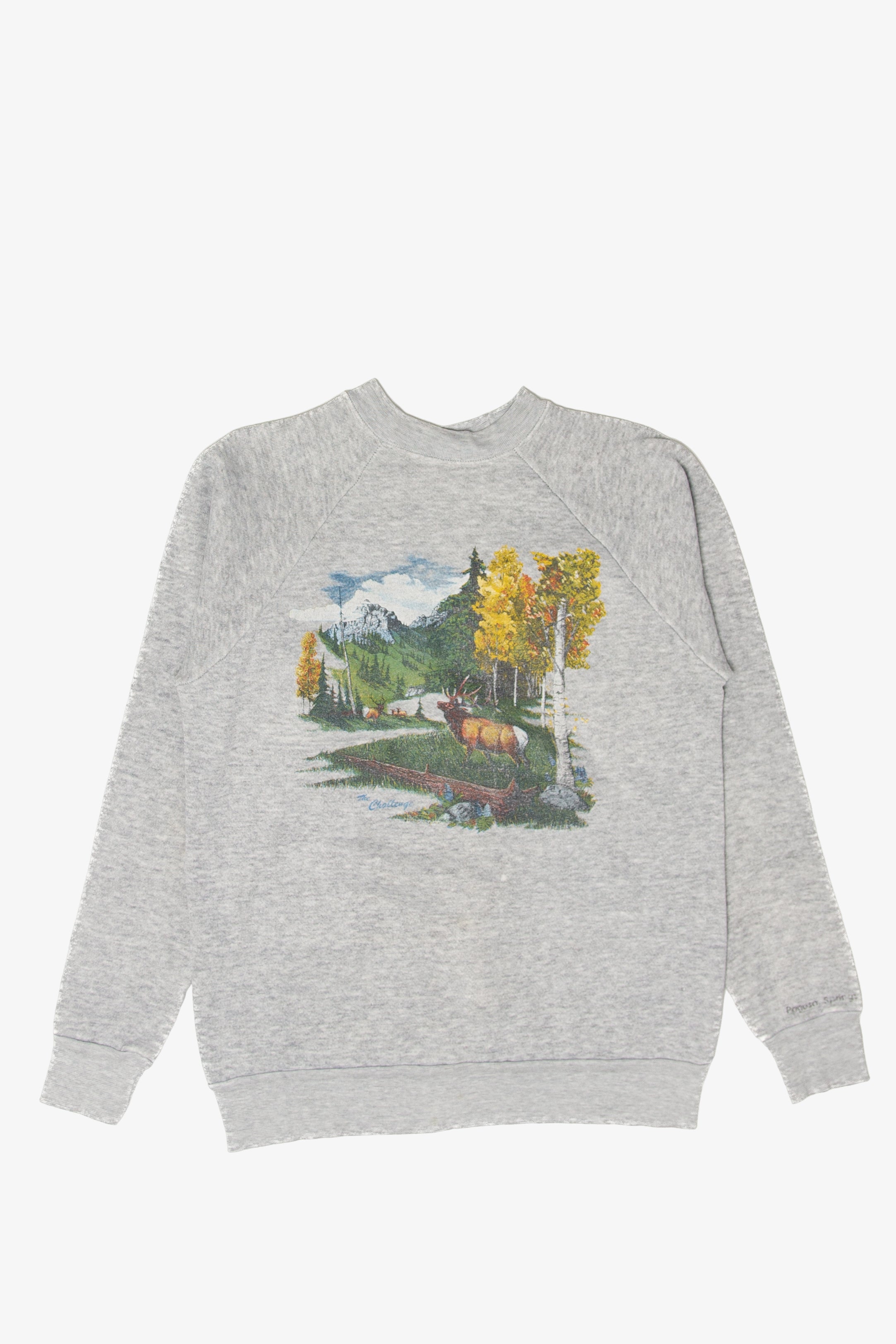Vintage Moose In Forest Illustration Sweatshirt (1990s)