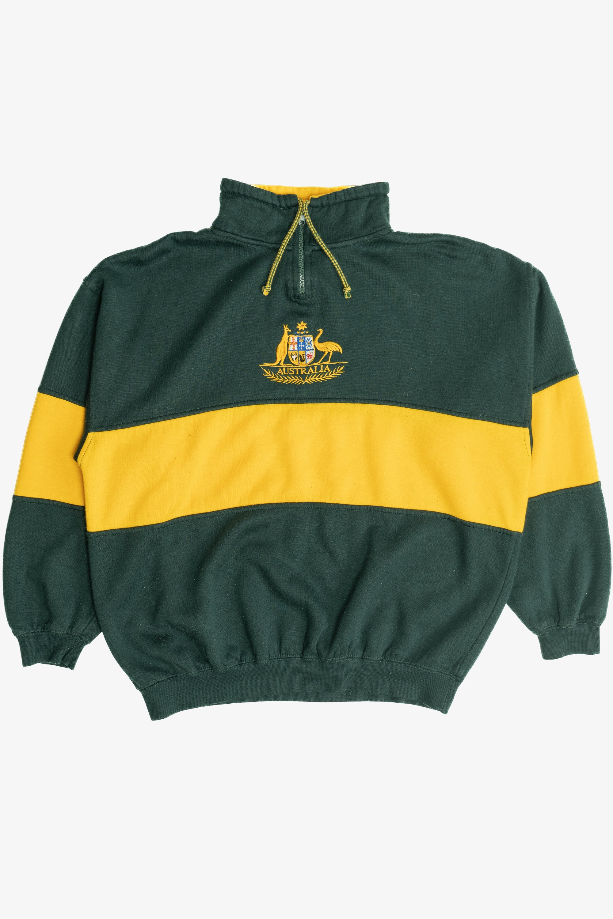 Vintage Australia Color Block Quarter Zip Cotton Fleece Sweatshirt (1990s)