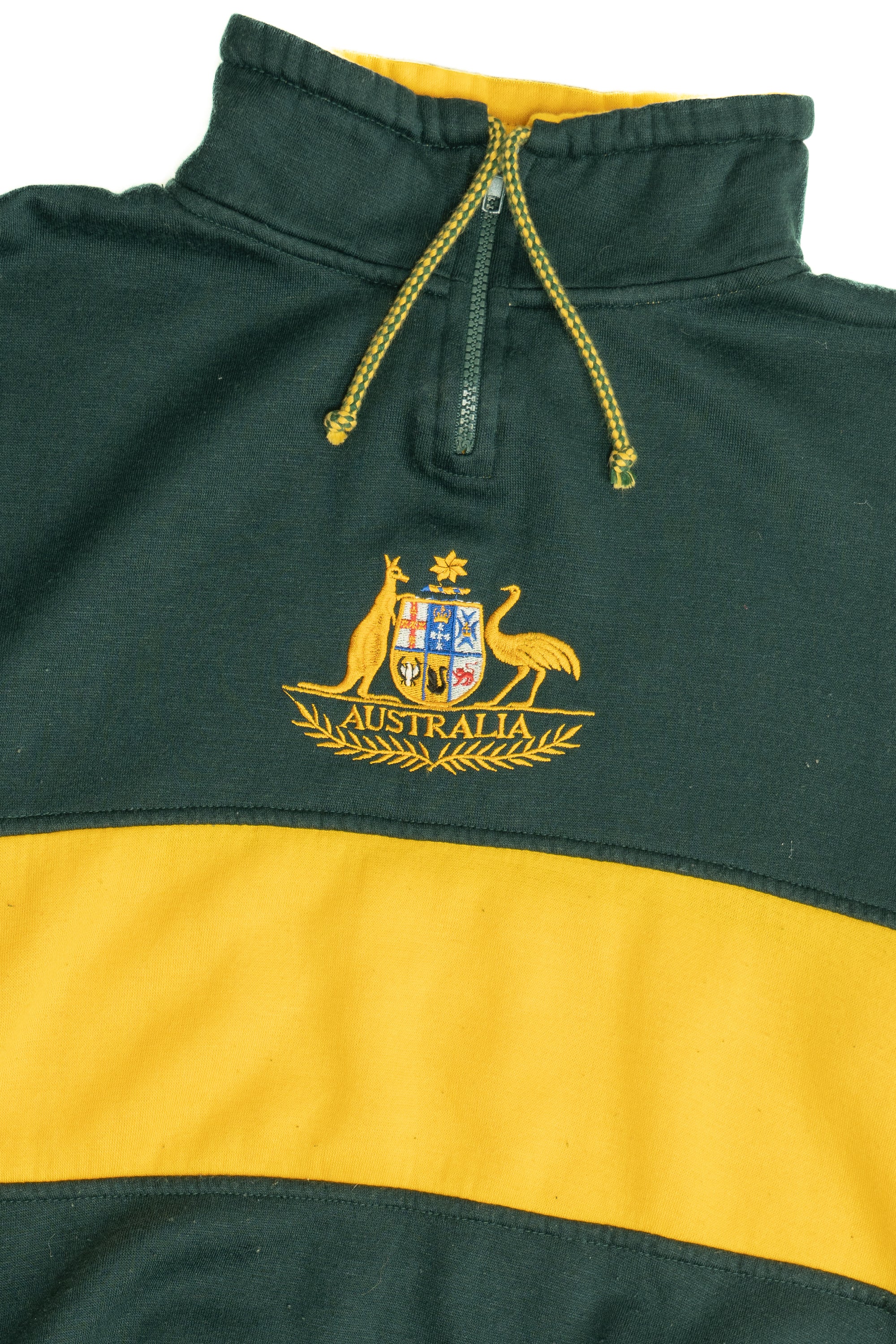 Vintage Australia Color Block Quarter Zip Cotton Fleece Sweatshirt (1990s)