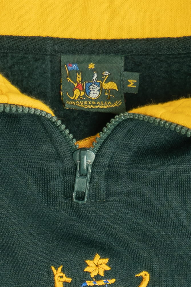 Vintage Australia Color Block Quarter Zip Cotton Fleece Sweatshirt (1990s)