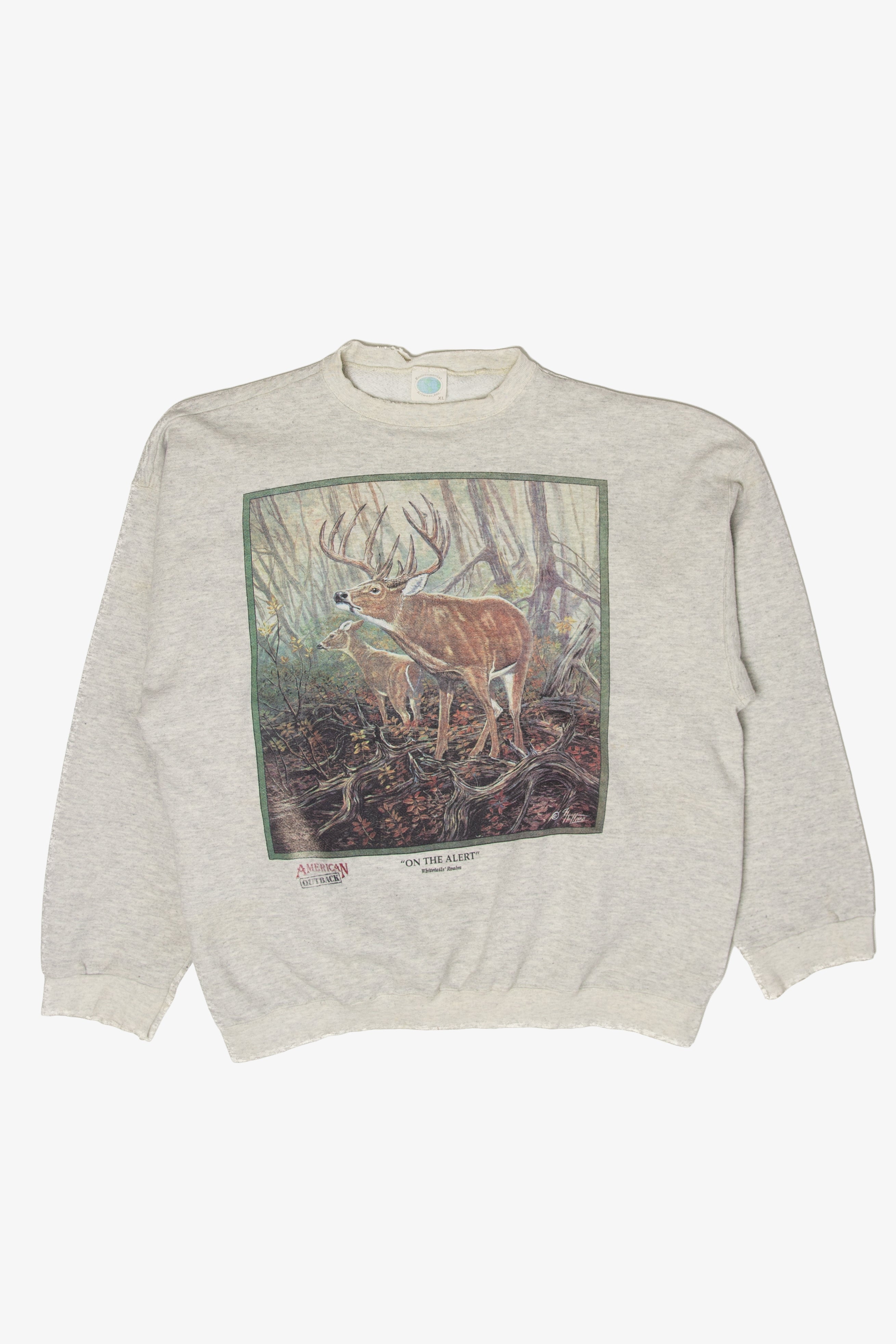 Vintage Deer In Forest "On The Alert" Sweatshirt (1990s)