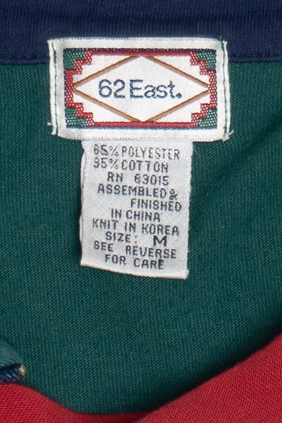 Vintage Color Block Embroidered Detail Quarter Zip Sweatshirt (1990s)