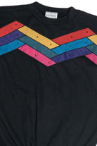 Vintage Suede-Like Zig Zag Applique Sweatshirt (1980s)