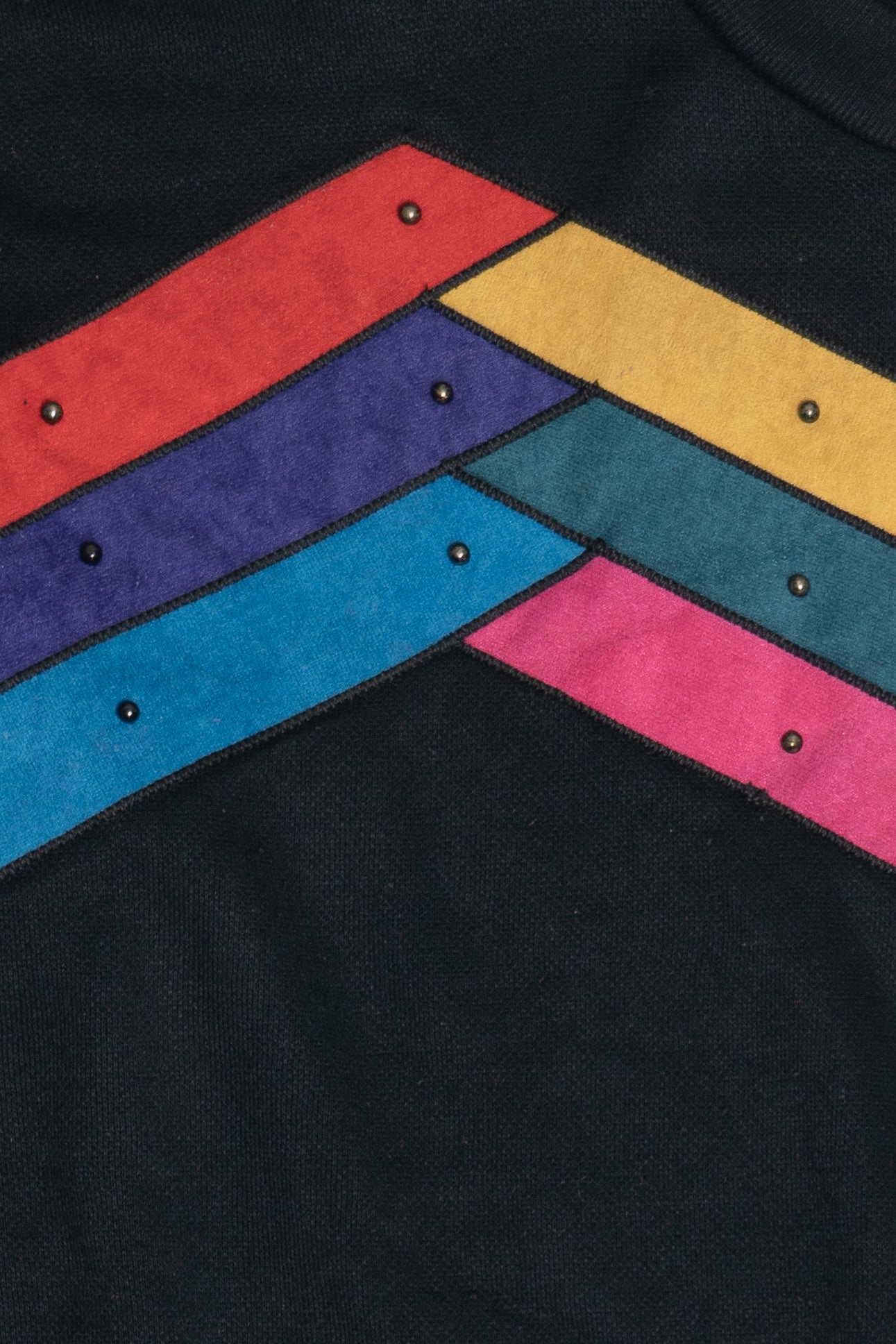 Vintage Suede-Like Zig Zag Applique Sweatshirt (1980s)