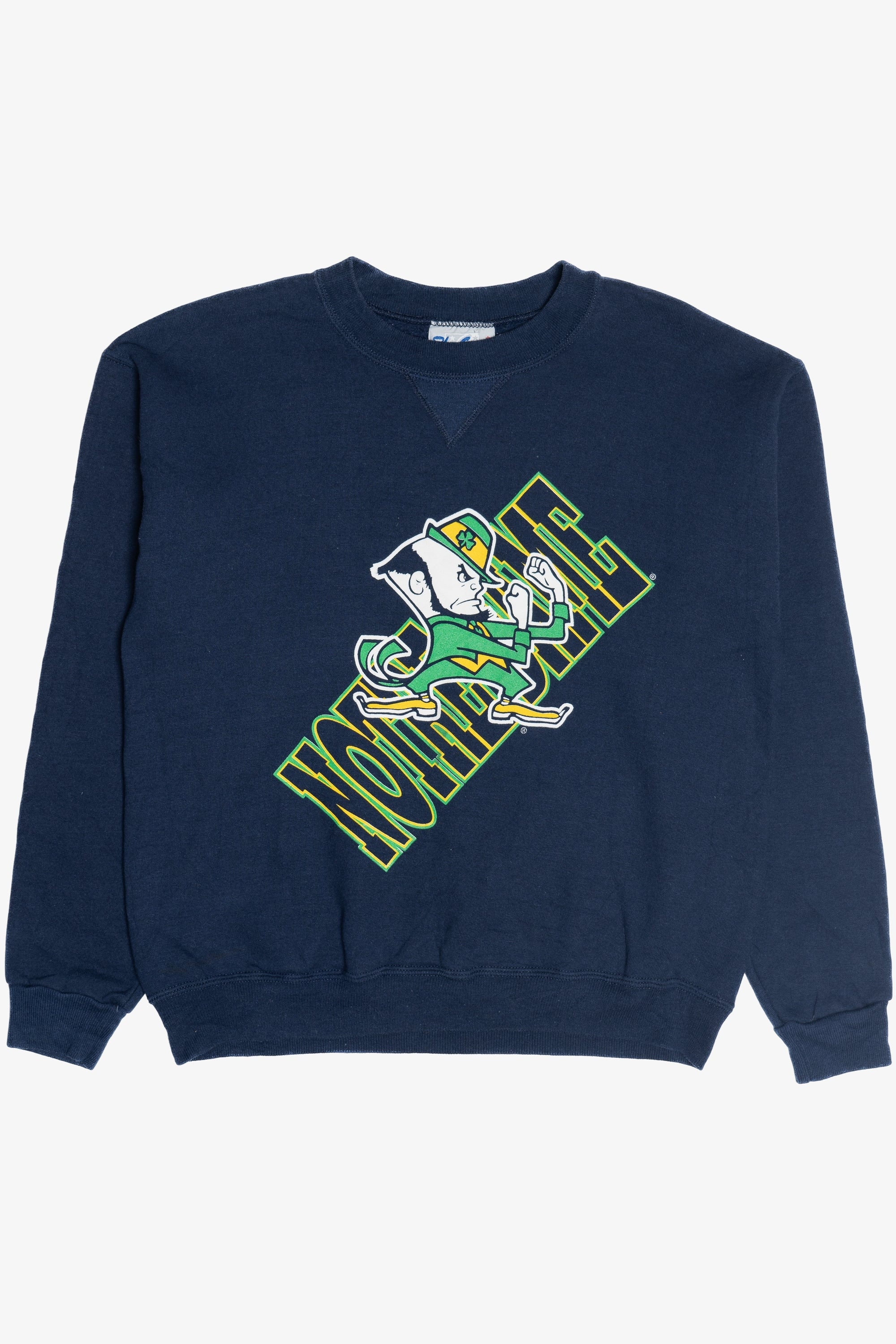Vintage Notre Dame Fighting Irish Mascot Front/Back Print Sweatshirt (1990s)