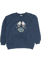 Vintage Hand Embroidered Cross Stitched Swans Sweatshirt (1990s)
