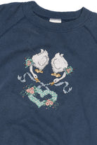 Vintage Hand Embroidered Cross Stitched Swans Sweatshirt (1990s)