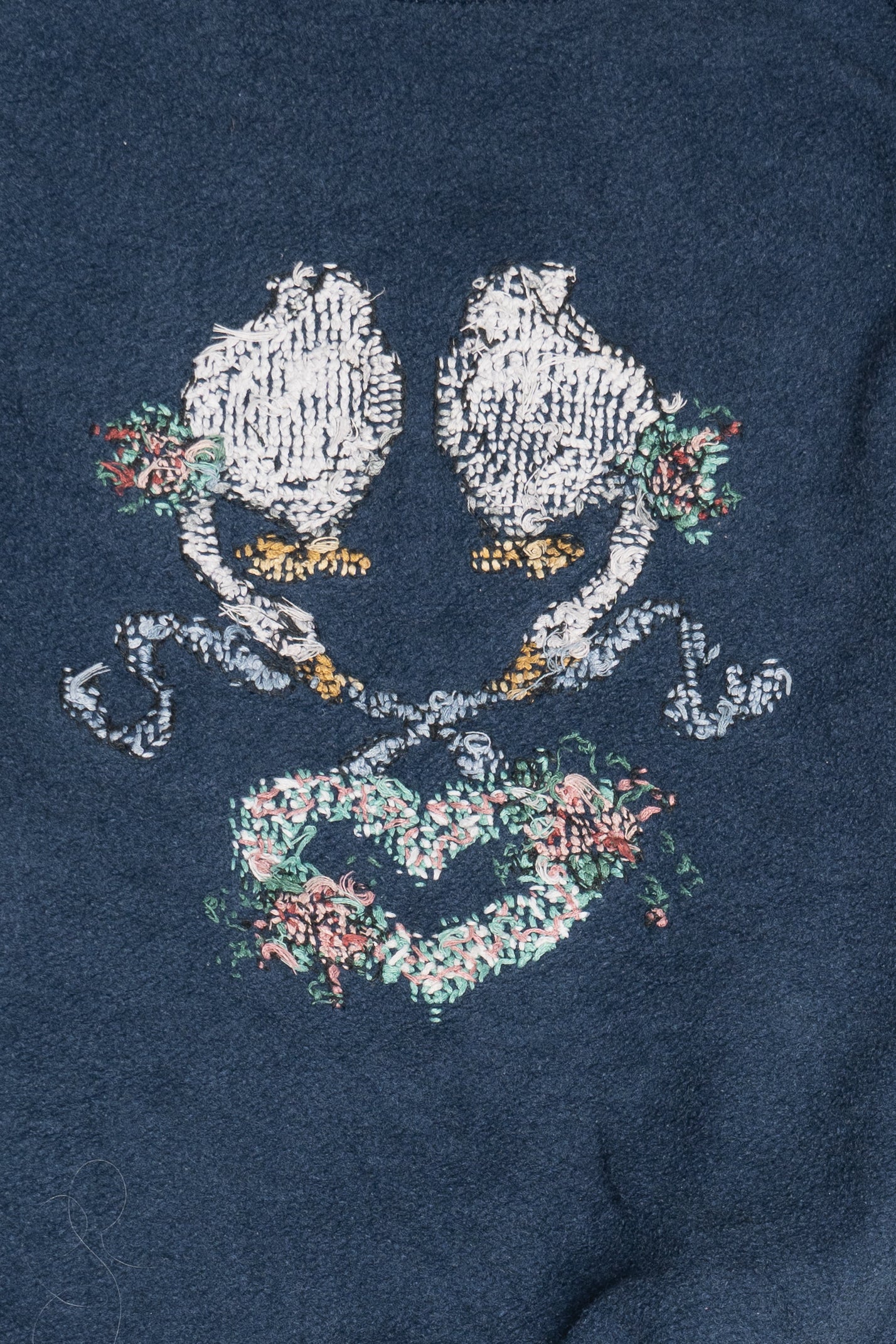 Vintage Hand Embroidered Cross Stitched Swans Sweatshirt (1990s)
