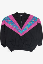 Vintage Nylon Windbreaker Applique Quarter Zip Sweatshirt (1980s)